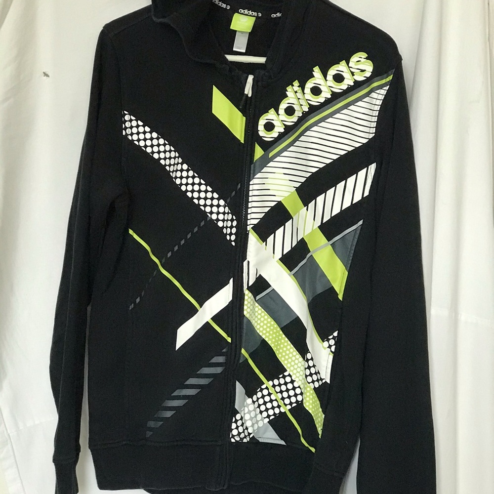 Adidas spell out zip up black sweatshirt men’s M